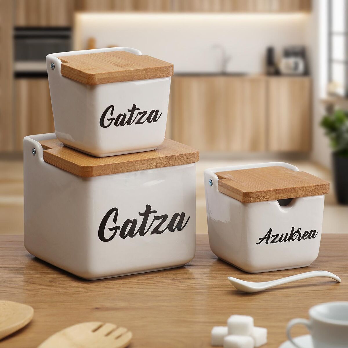 Salero con Tapa Versa GATZA Cerámica 8,8 x 8,5 x 8,8 cm