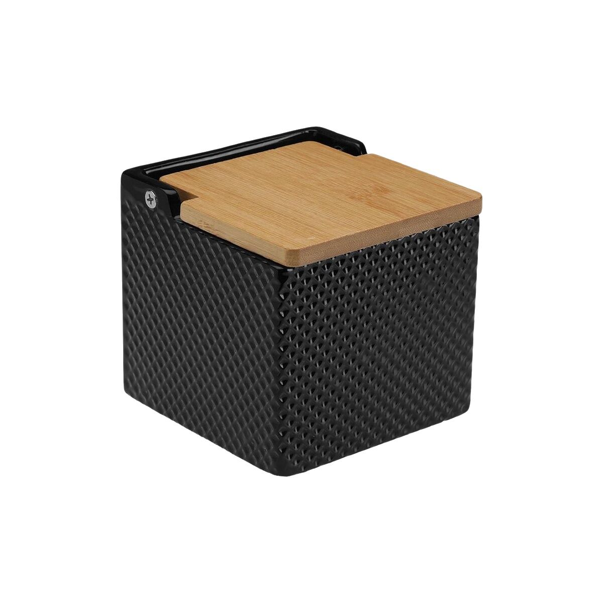 Salero con Tapa Versa Negro Cerámica Bambú Dolomita 11 x 11 x 11 cm