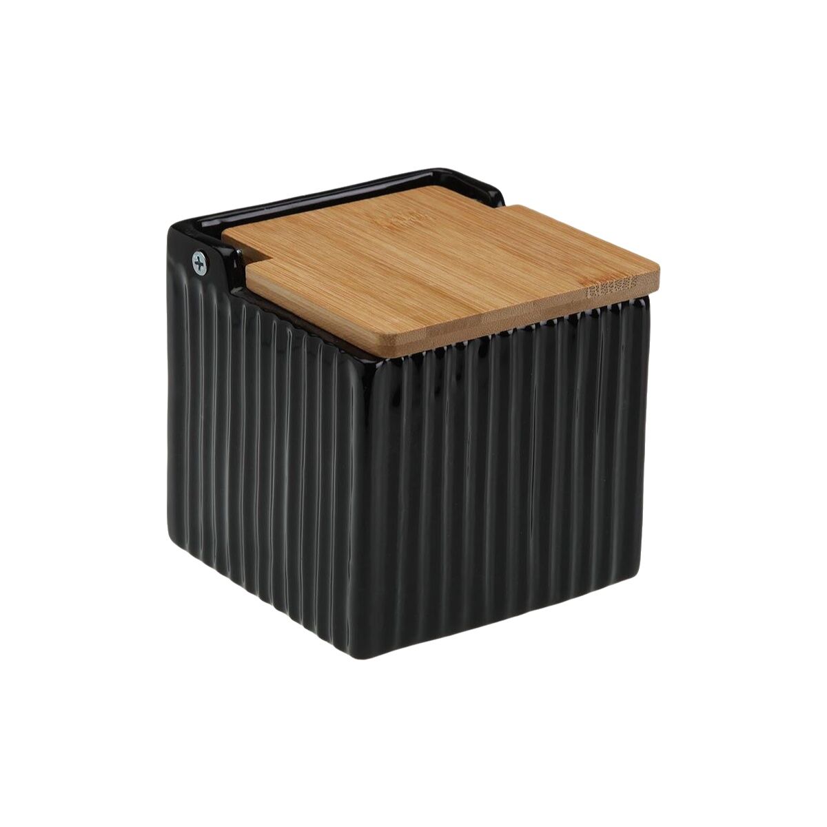 Salero con Tapa Versa Negro Cerámica Bambú Dolomita 11 x 11 x 11 cm