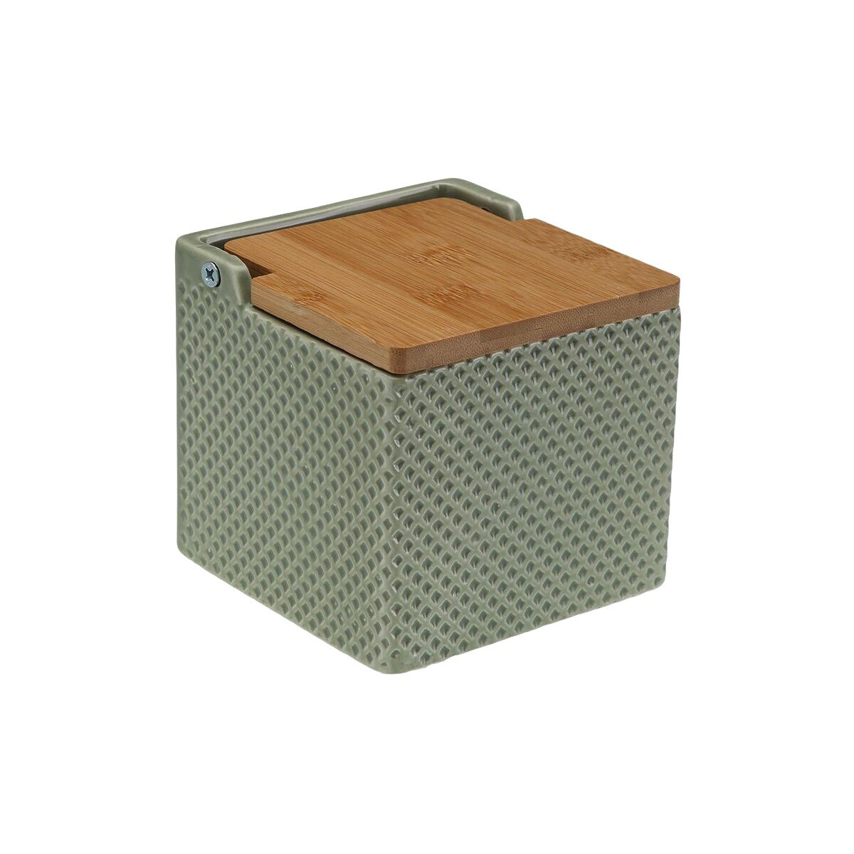 Salero con Tapa Versa Verde Cerámica Bambú Dolomita 11 x 11 x 11 cm