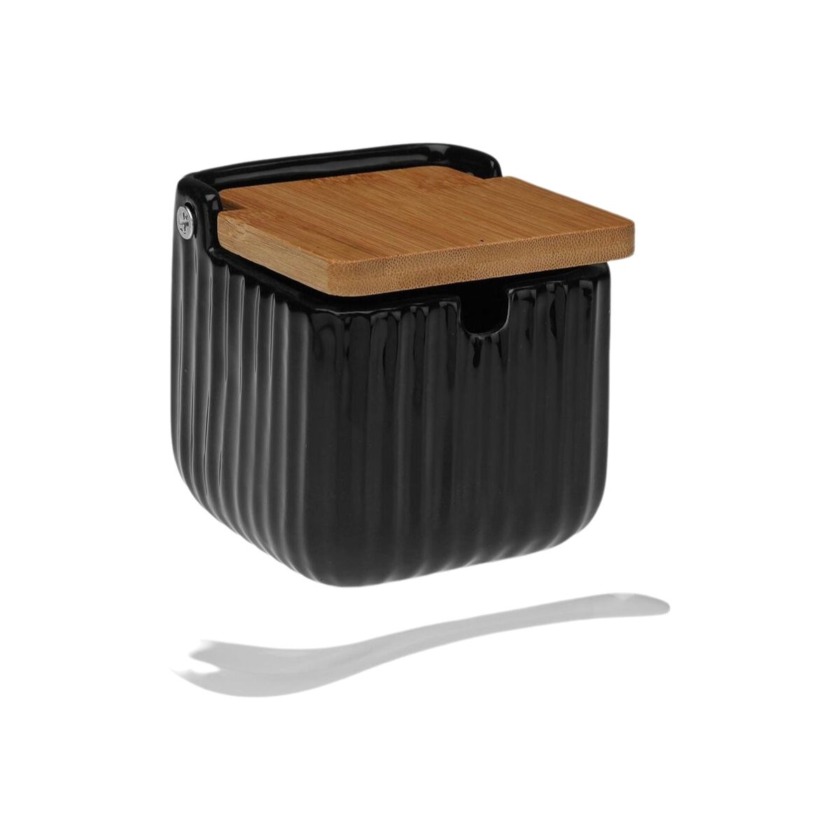 Azucarero Versa Negro Cerámica Bambú Dolomita 8,3 x 8,3 x 8,3 cm