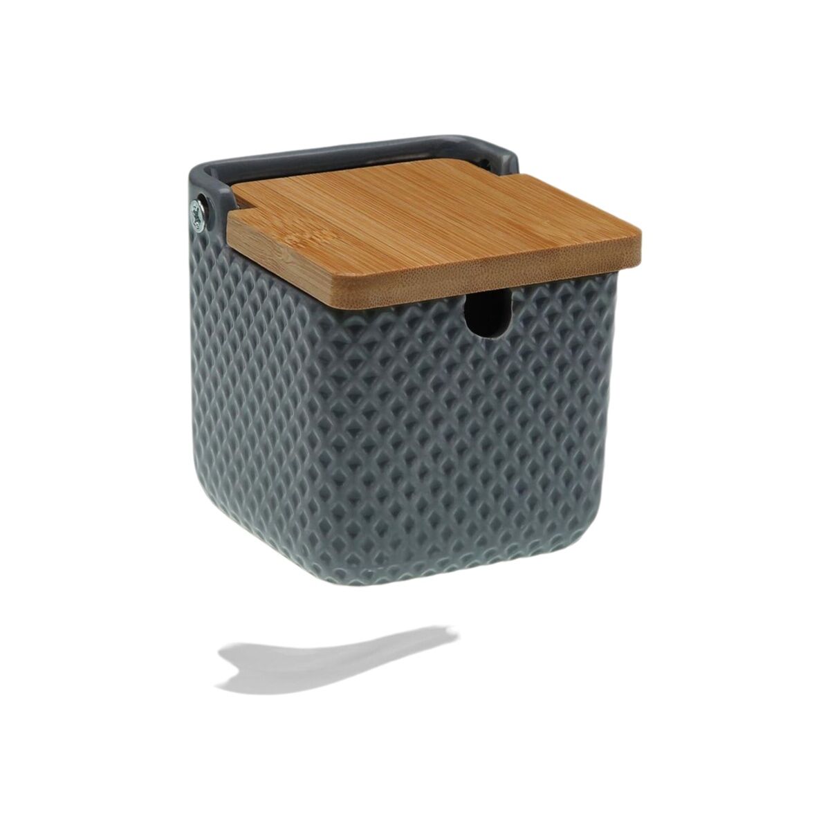 Azucarero Versa Gris Cerámica Bambú Dolomita 8,3 x 8,3 x 8,3 cm