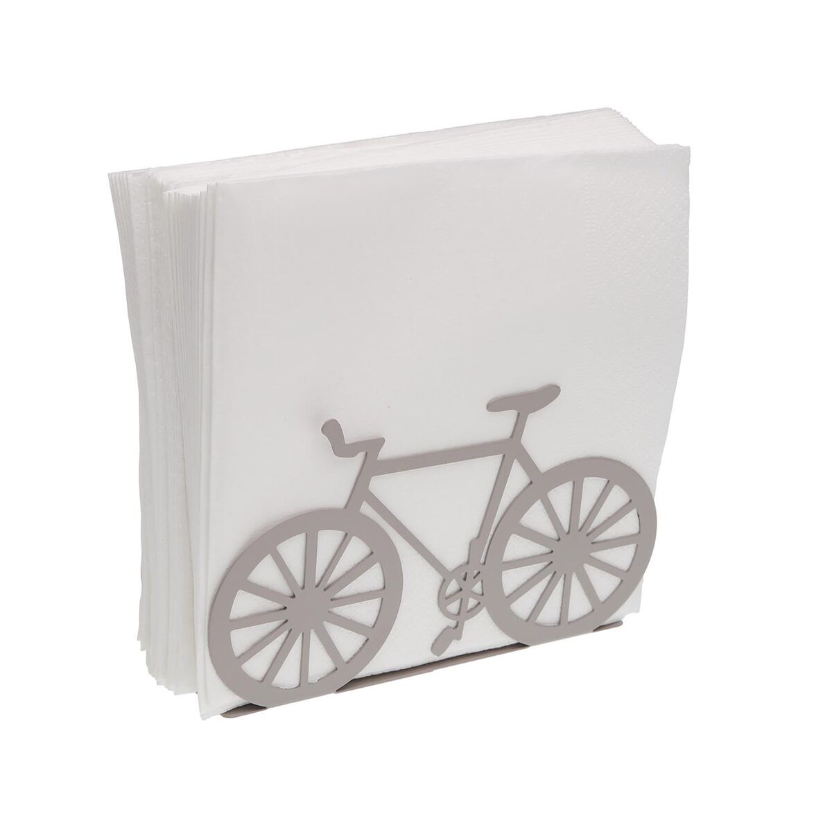 Servilletero Versa Gris Metal Acero Hierro 4,5 x 9,5 x 16,5 cm Bicicleta