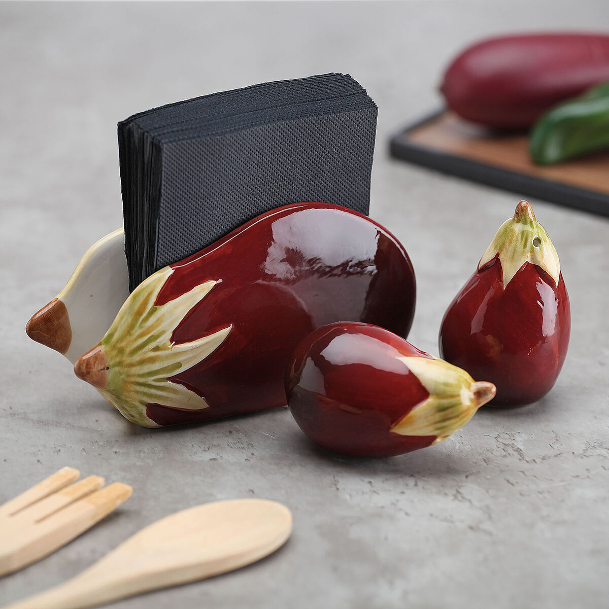 Servilletero Versa Cerámica 8,5 X 15,8 X 5,9 CM Berenjena