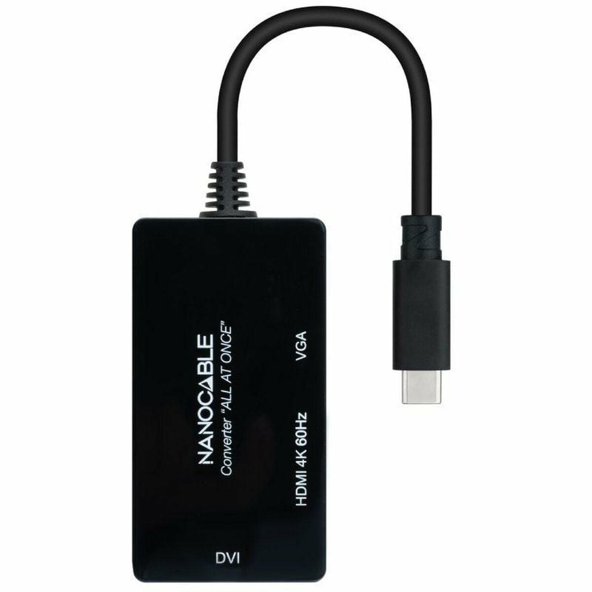 Adaptador USB-C a VGA/HDMI/DVI NANOCABLE 10.16.4301-ALL 20 cm Negro
