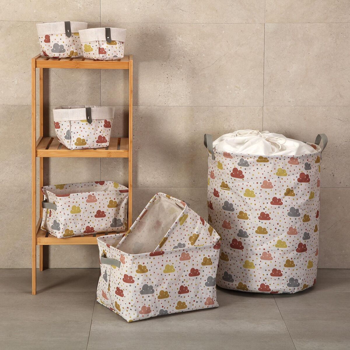 Cesta Multiusos Versa Textil 10 x 10 x 10 cm 14 x 14 x 14 cm 12 x 12 x 12 cm