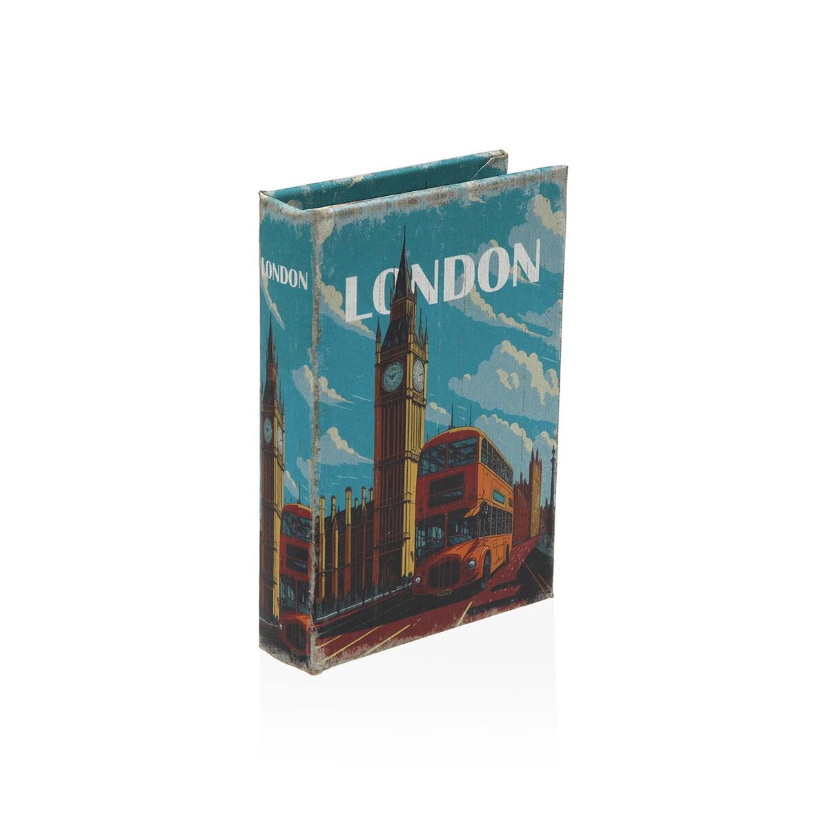 Caja Decorativa Versa London Lienzo Madera MDF