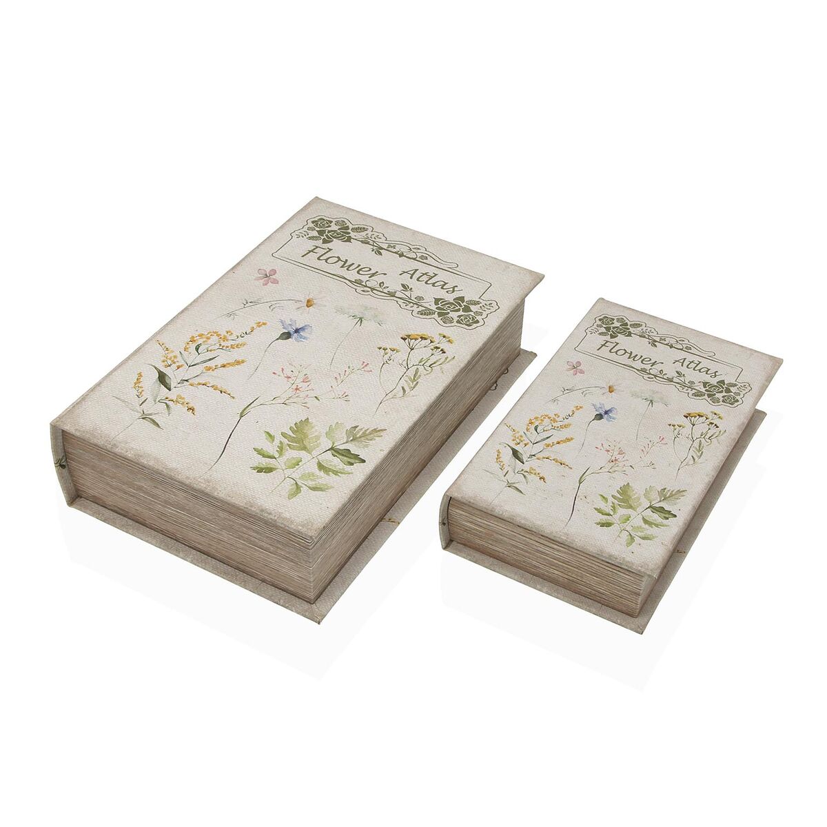 Caja Decorativa Versa Lienzo Madera MDF Flores