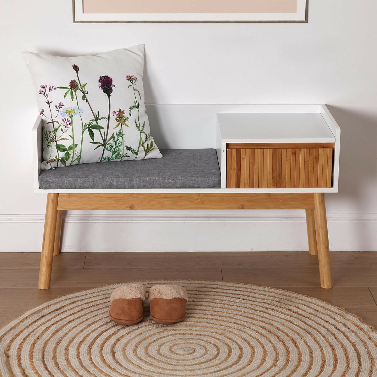 Banqueta Versa Bambú Textil Madera MDF 40 x 55 x 100 cm