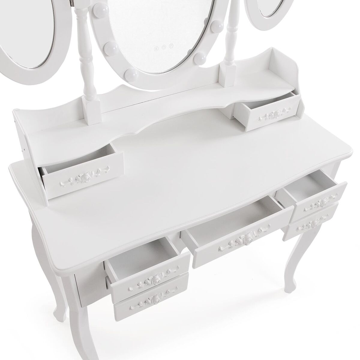 Tocador Versa Blanco Madera Cristal Madera MDF 40 X 144 X 90 CM