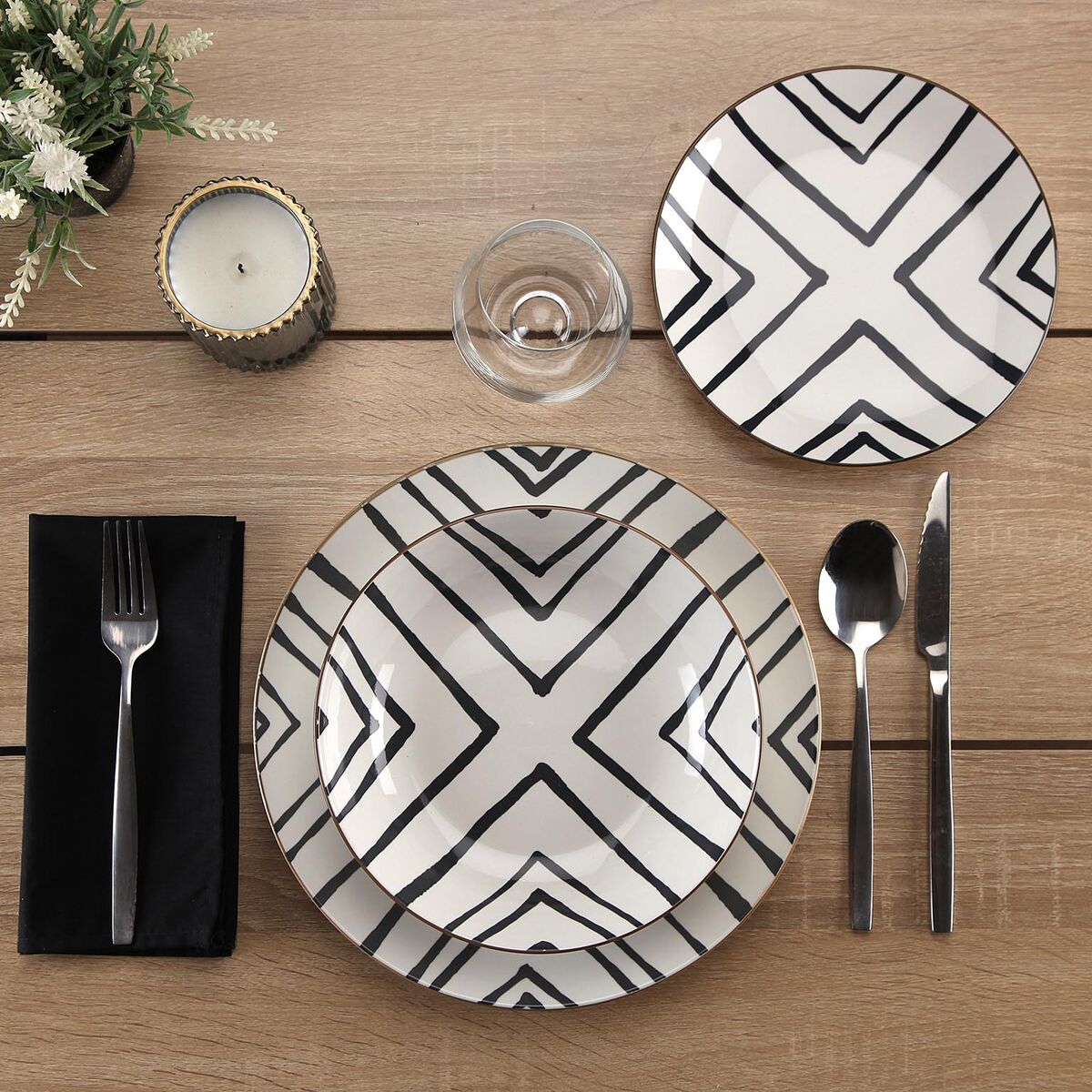 Vajilla Versa Gris Porcelana 18 Piezas