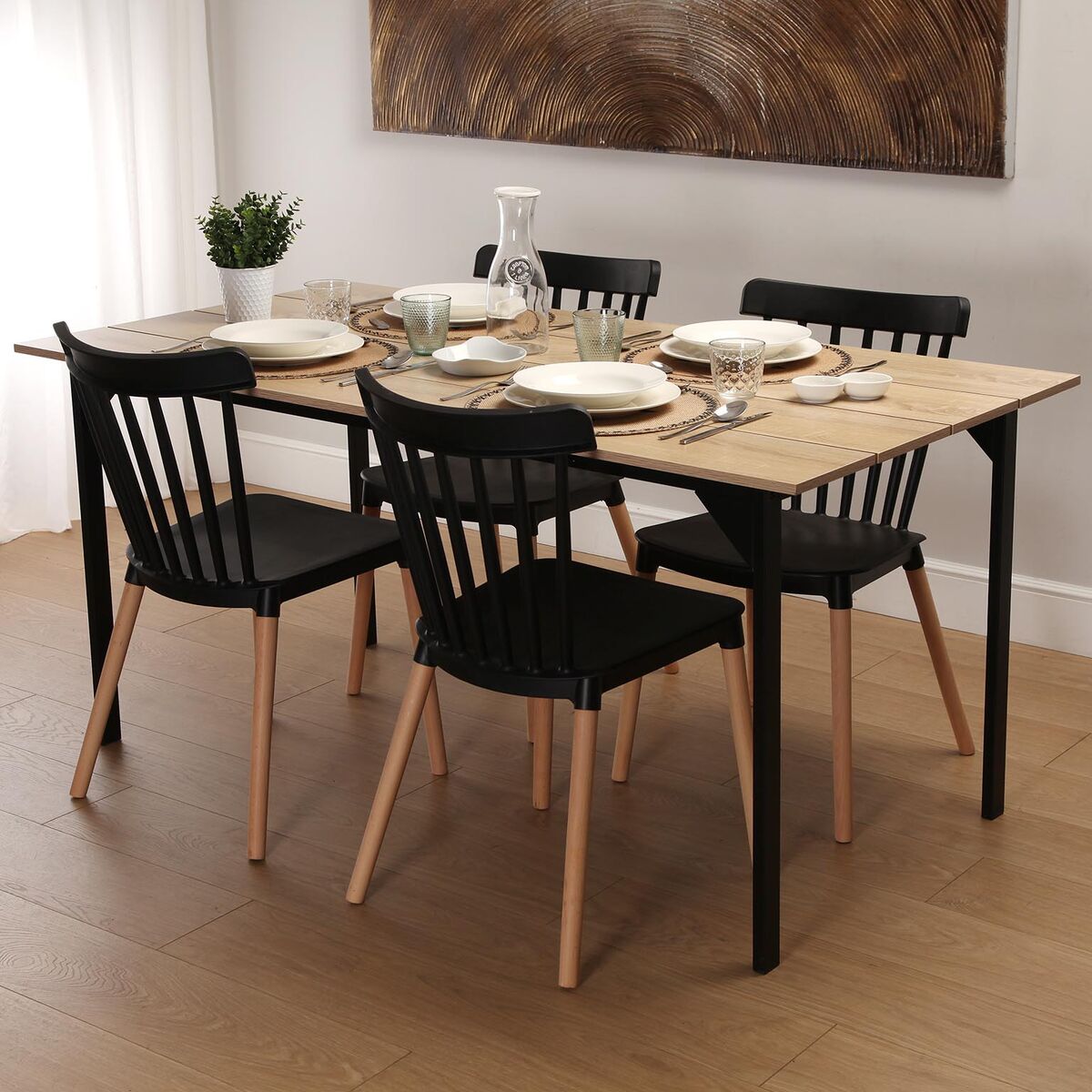 Mesa de Comedor Versa Collins Metal Melamina Madera MDF 75 x 80 x 164,5 cm