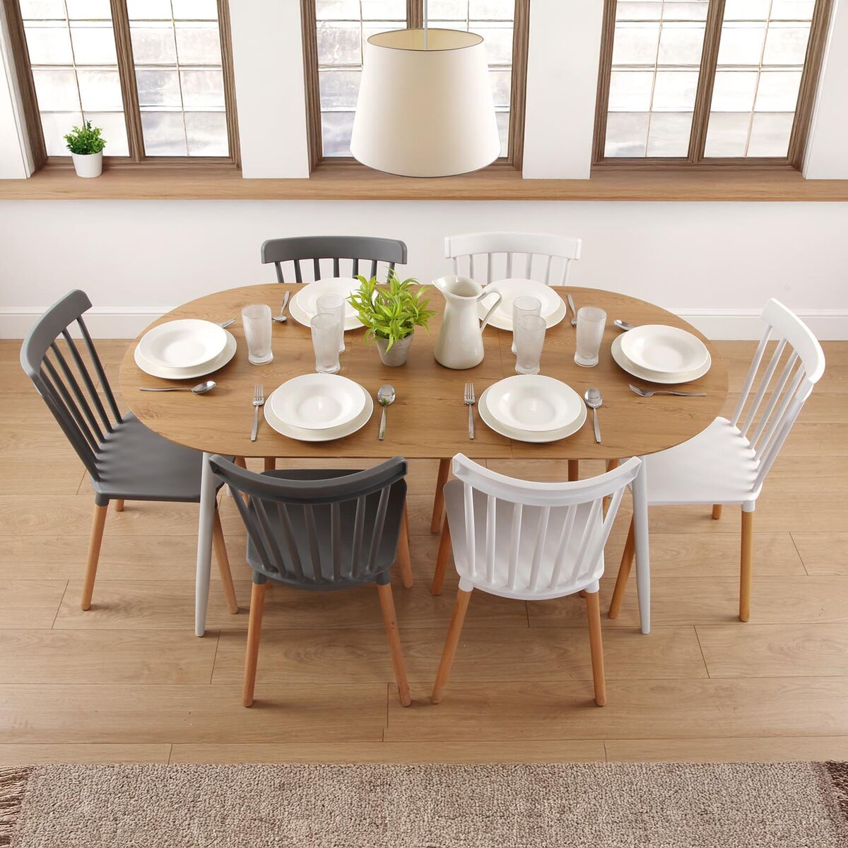 Mesa de Comedor Versa DOINYO  Blanco Metal Madera MDF 80 x 75 x 160 cm