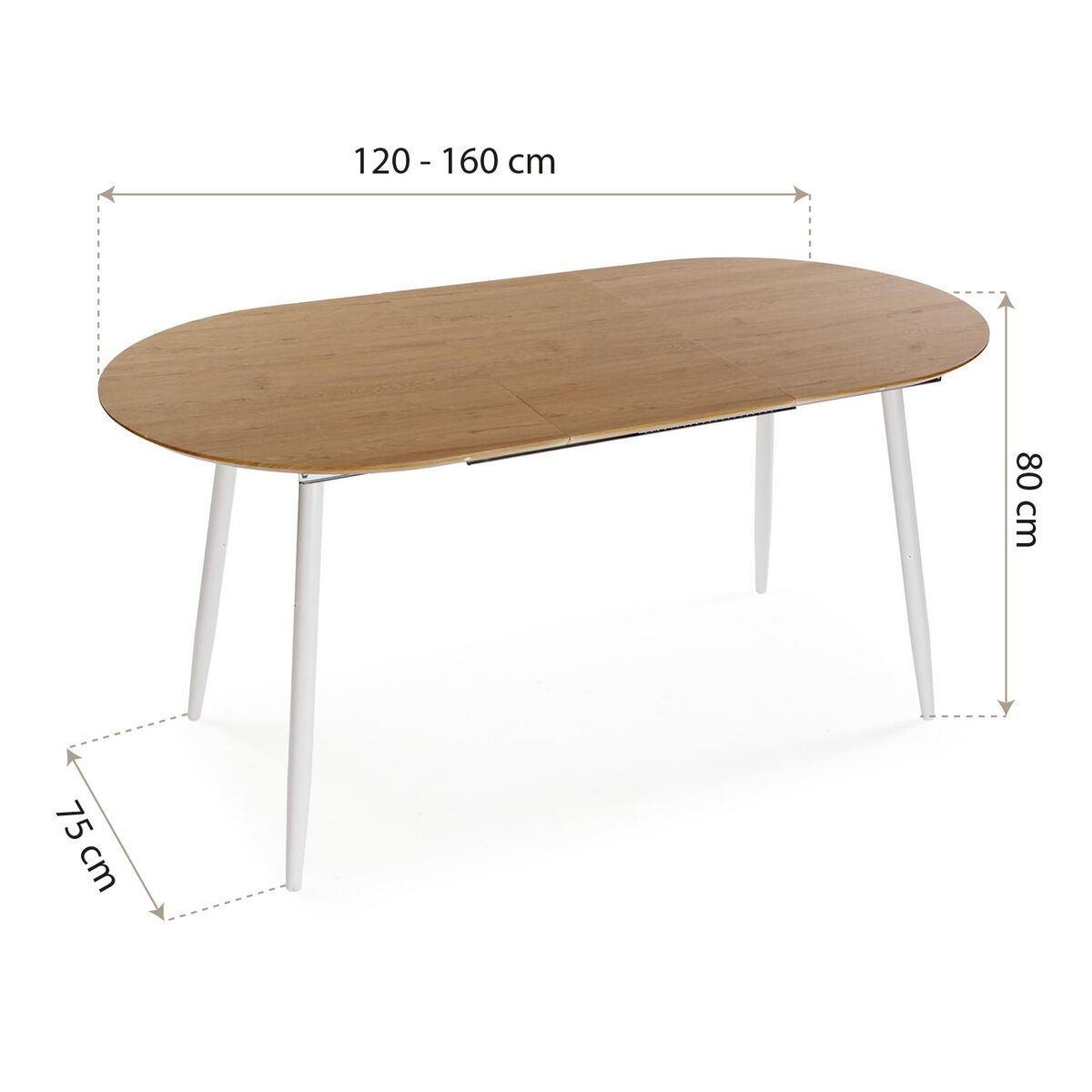 Mesa de Comedor Versa DOINYO  Blanco Metal Madera MDF 80 x 75 x 160 cm