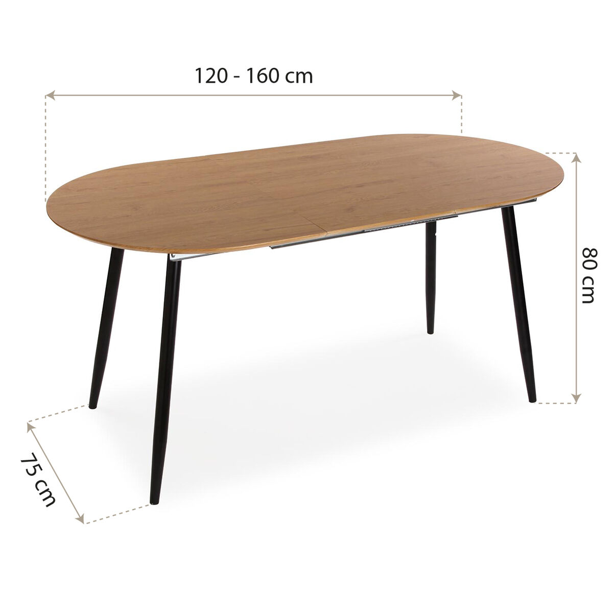 Mesa de Comedor Versa DOINYO  Negro Metal Madera MDF 80 x 75 x 160 cm