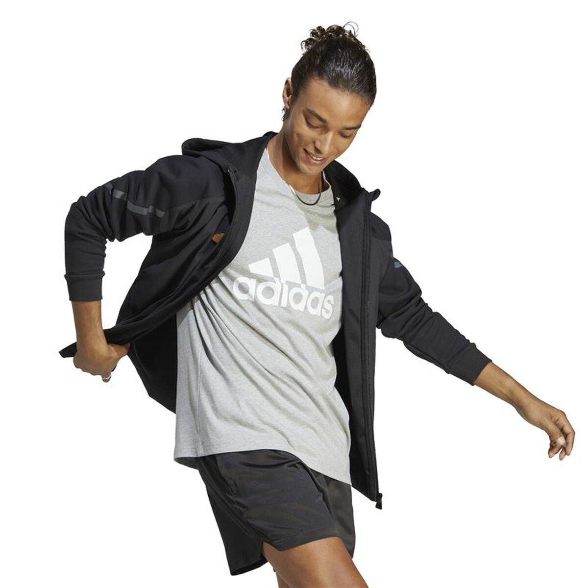 Camiseta de Manga Corta Hombre Adidas Essentials Single Big Logo Gris Gris claro