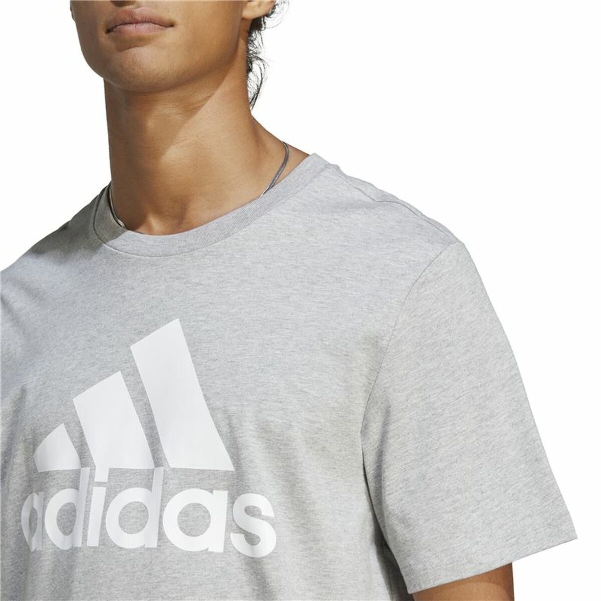 Camiseta de Manga Corta Hombre Adidas Essentials Single Big Logo Gris Gris claro