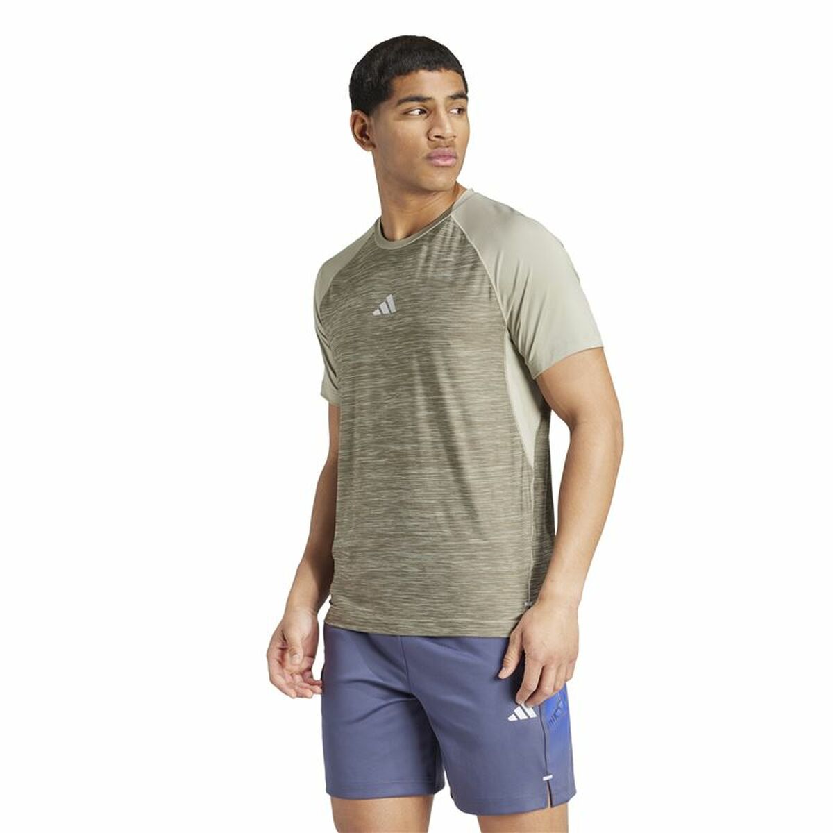 Camiseta de Manga Corta Hombre Adidas Gym+ 3 Bandas Marrón