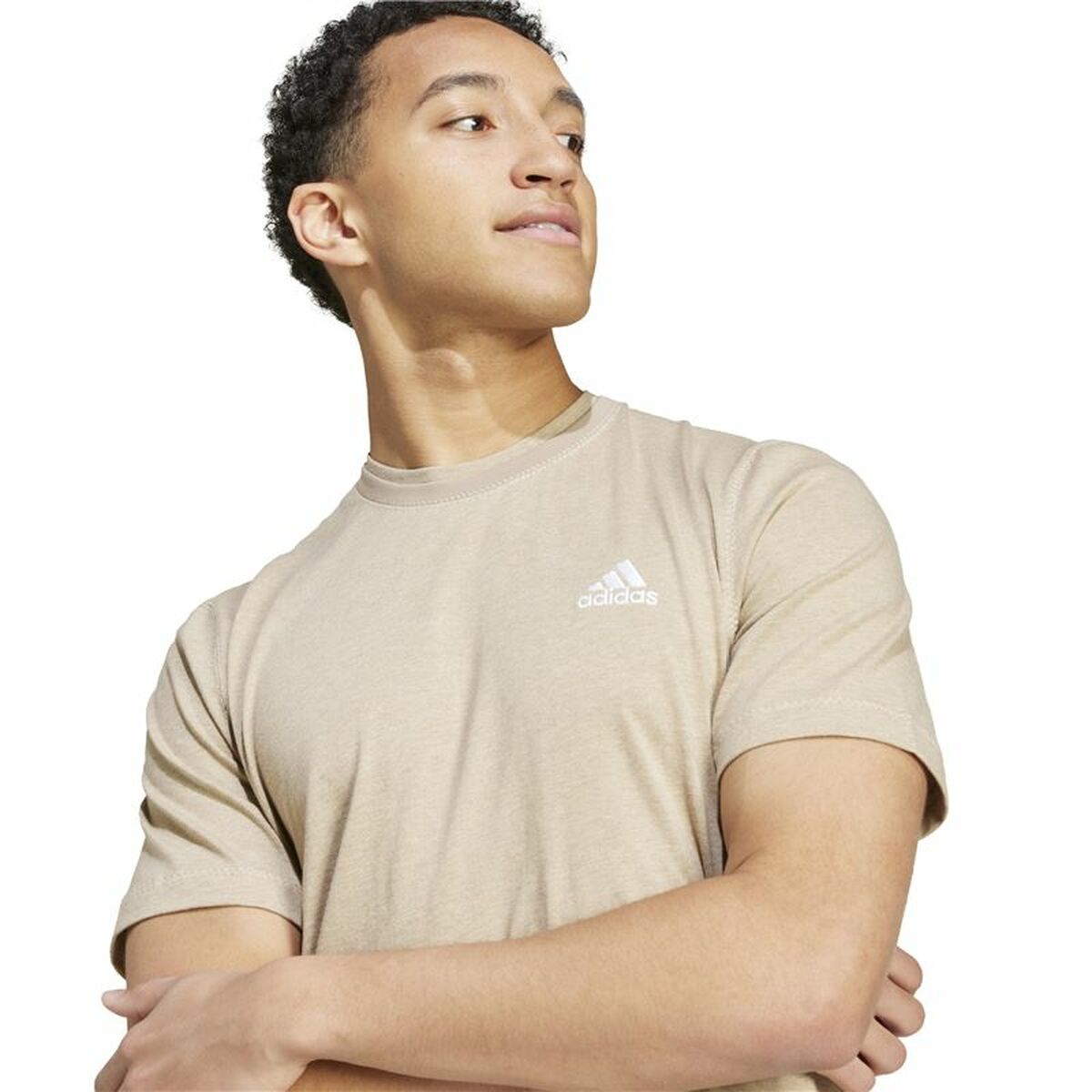 Camiseta de Manga Corta Hombre Adidas Seasonal Essentials Melange Beige