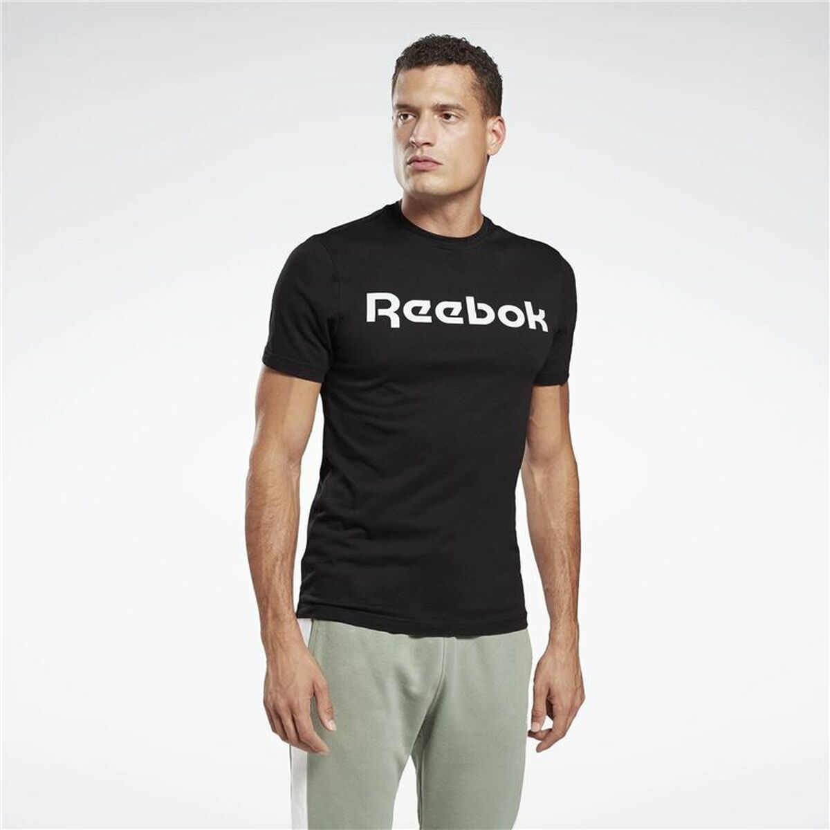 Camiseta de Manga Corta Hombre Reebok Graphic Series Linear Logo Negro