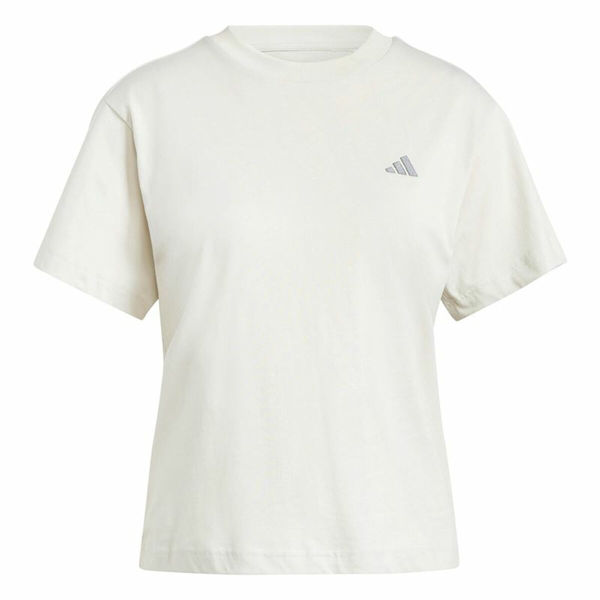 Camiseta de Manga Corta Mujer Adidas Essentials Small Logo Blanco Beige