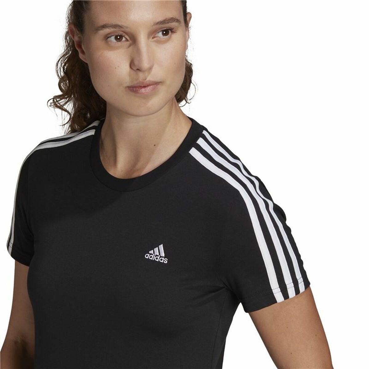 Camiseta de Manga Corta Mujer Adidas 3S T Negro