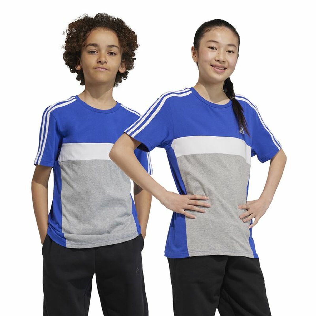 Camiseta de Manga Corta Infantil Adidas 3S Tib Azul