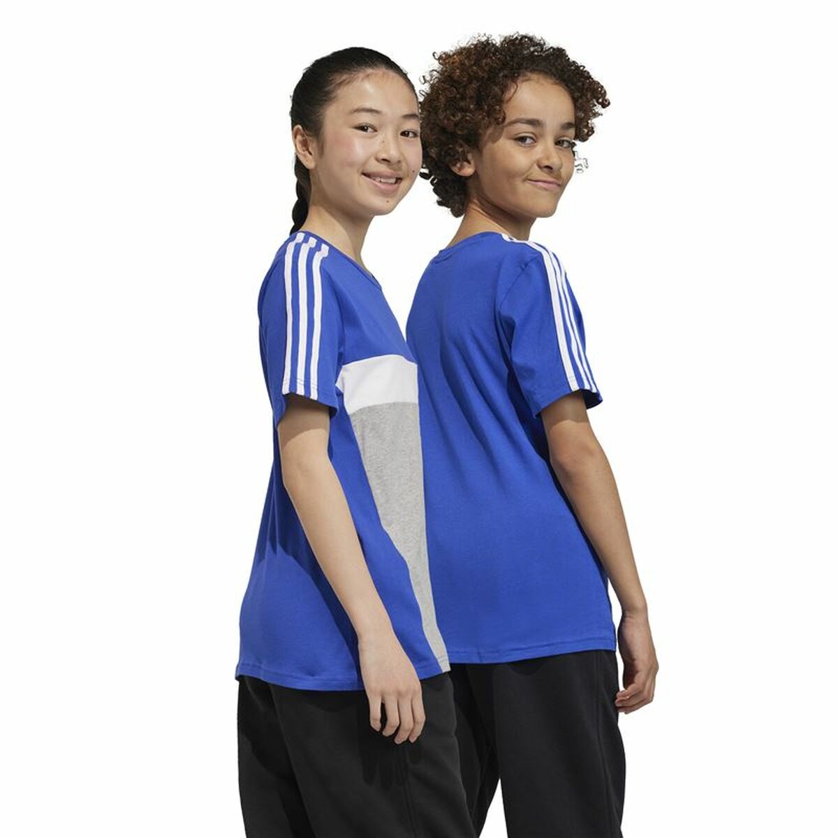 Camiseta de Manga Corta Infantil Adidas 3S Tib Azul