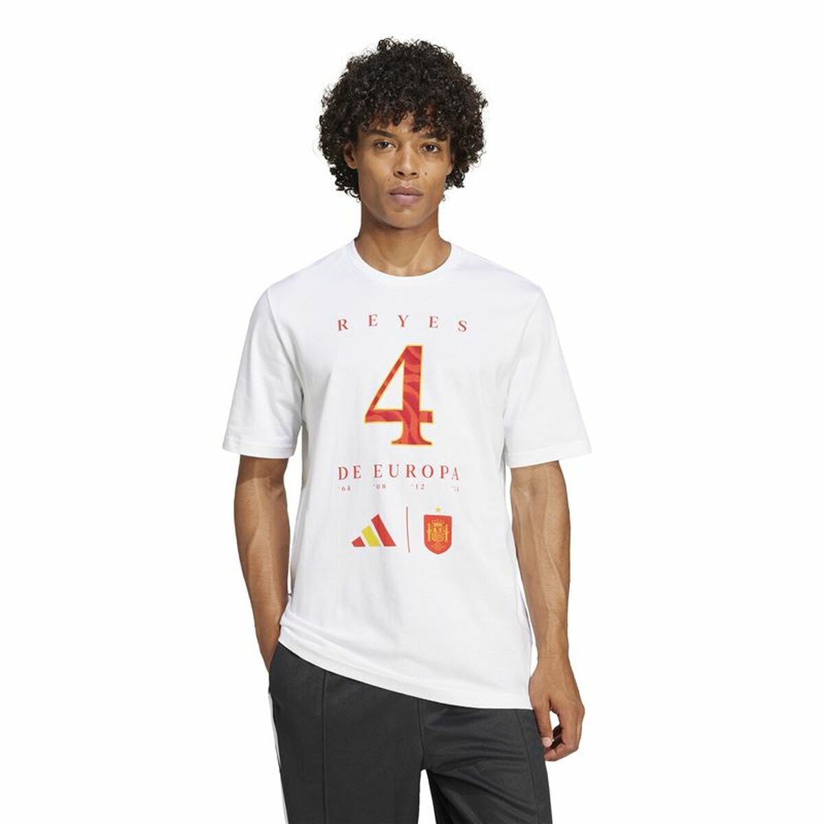 Camiseta de Manga Corta Hombre Adidas España Campeones de Europa Blanco