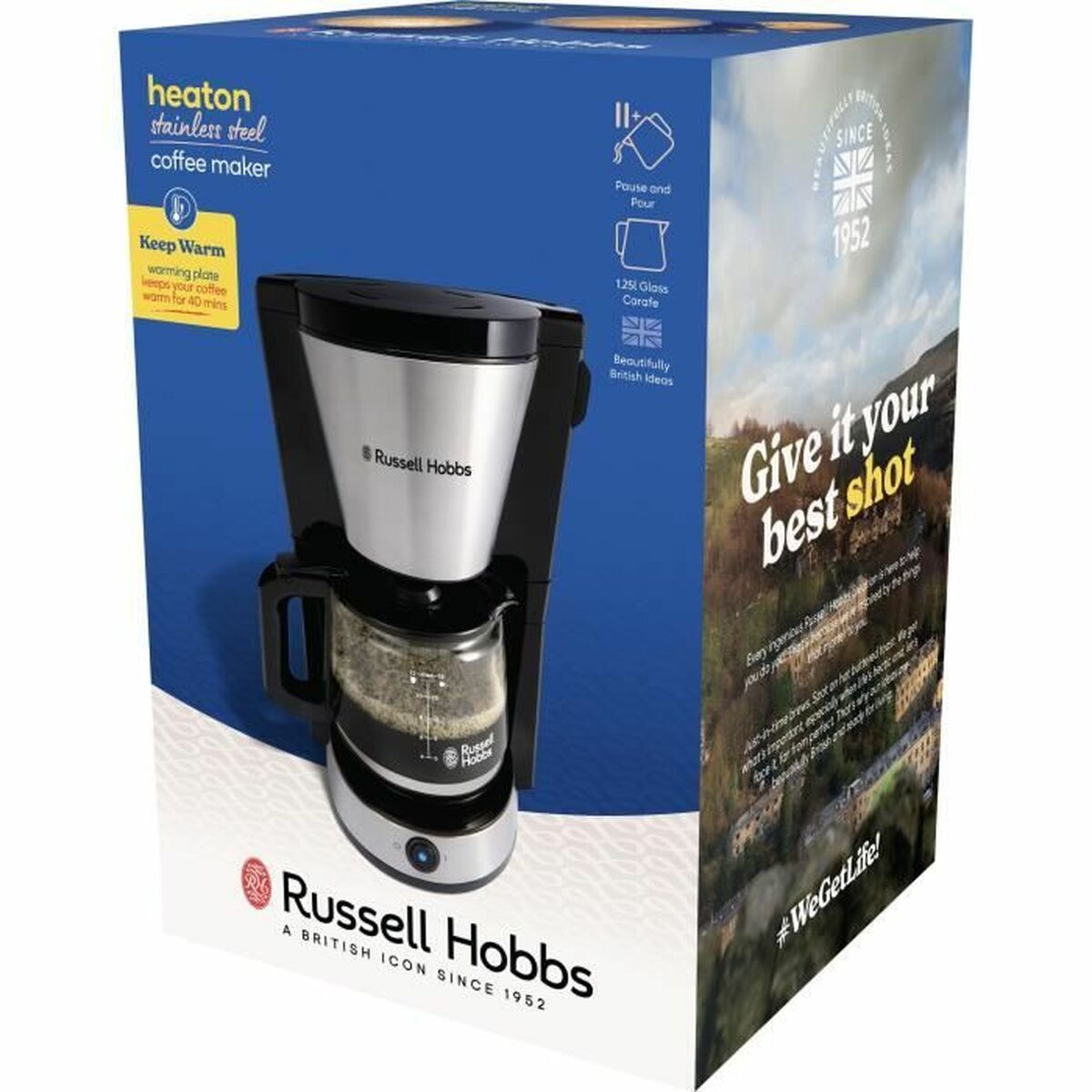 Cafetera de Goteo Russell Hobbs Negro Acero 1080 W 1,25 L