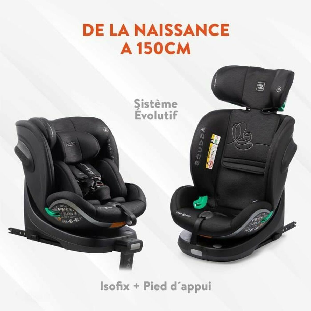 Silla para el Coche Babyauto SCUDDA GREY DOBBY Gris 0 (de 0 a 10 kilos) 0+ (de 0 a 13 kilos) I (9 - 18 kg) II (15-25 kg) III (22