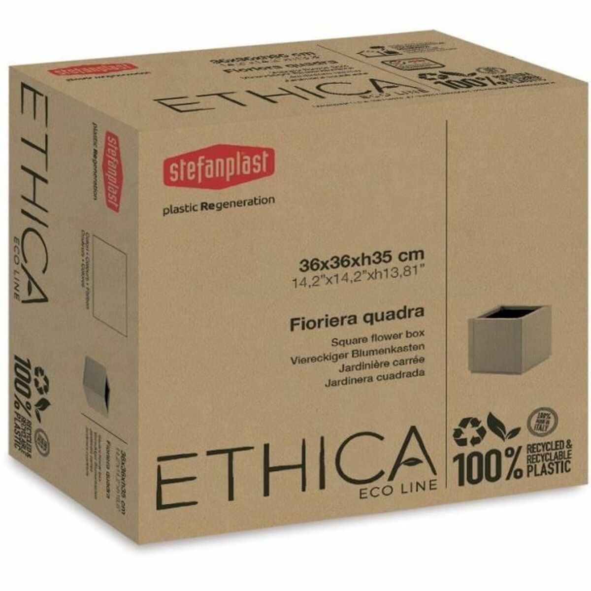 Maceta Stefanplast Taupé Cuadrado