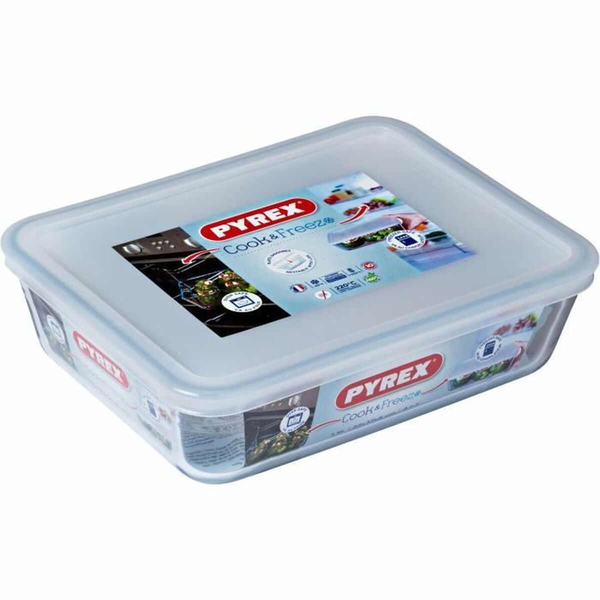 Recipiente Conservador de Alimentos Pyrex Blanco Transparente Rectangular 1,5 L