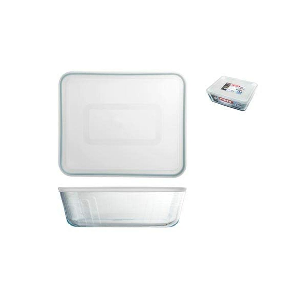 Recipiente Conservador de Alimentos Pyrex Blanco Negro Transparente Clear Rectangular