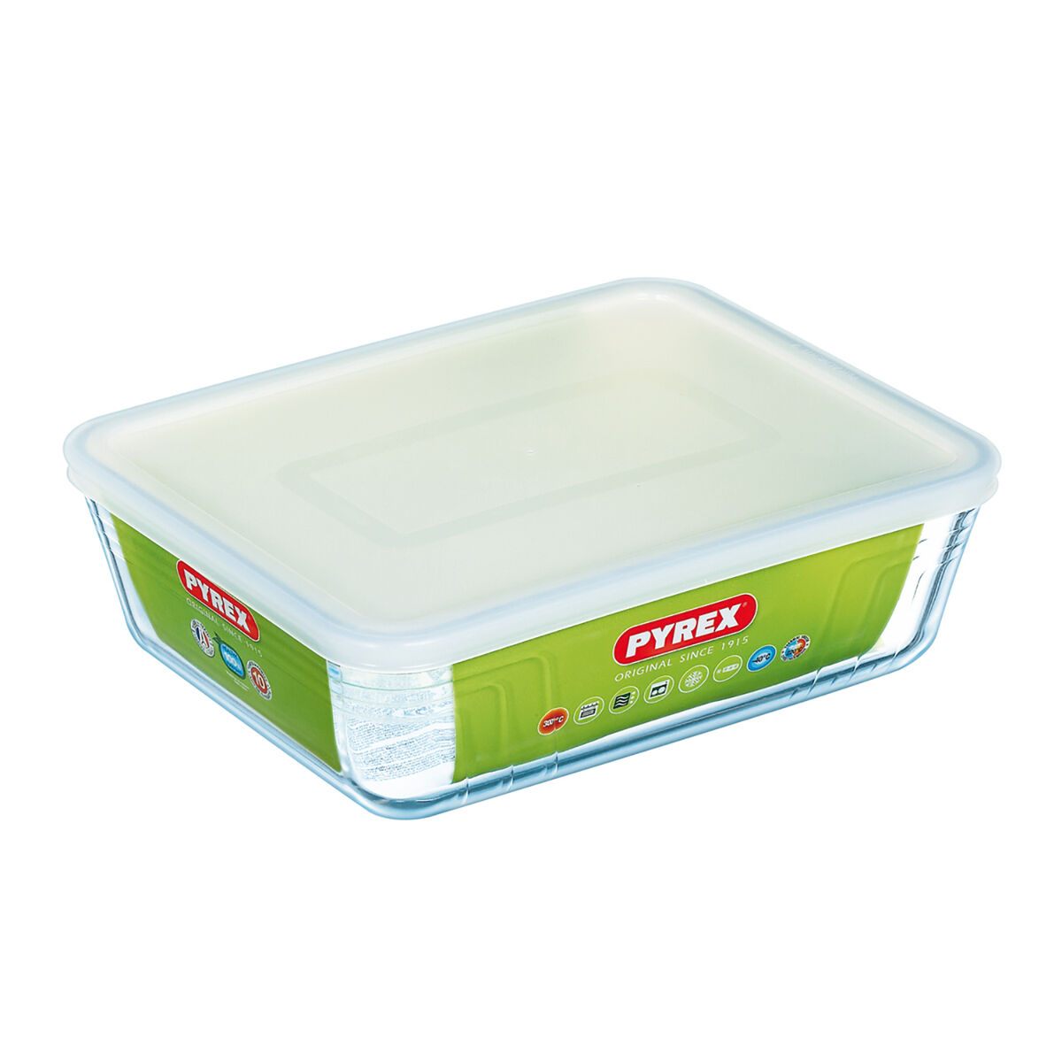Recipiente Conservador de Alimentos Pyrex Blanco Negro Transparente Clear Rectangular