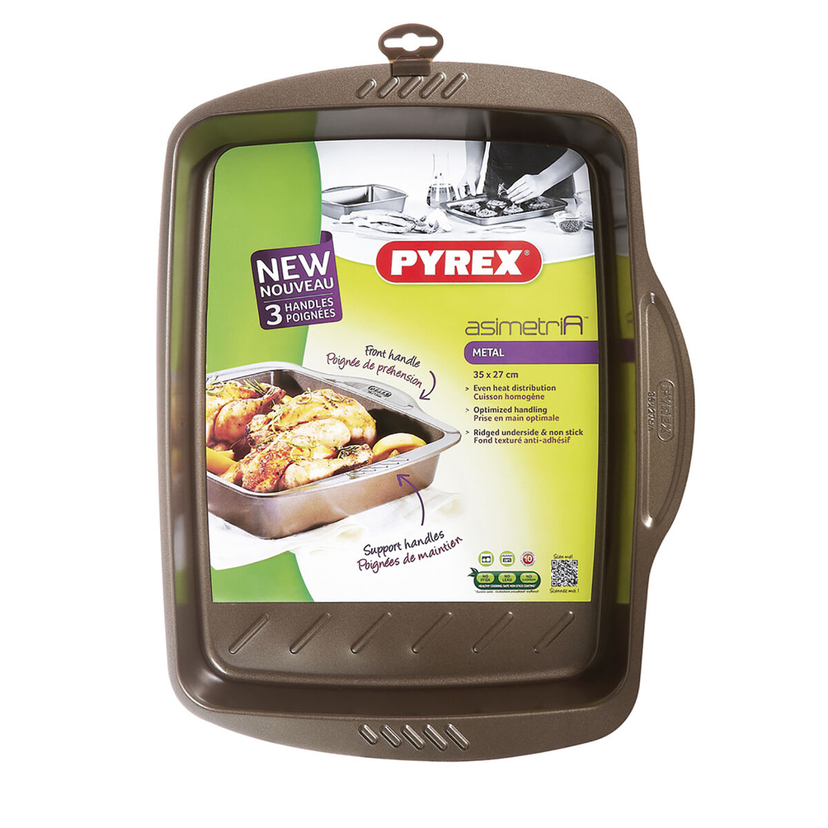 Bandeja para Horno Antiadherente Pyrex Marrón Negro Metal Acero
