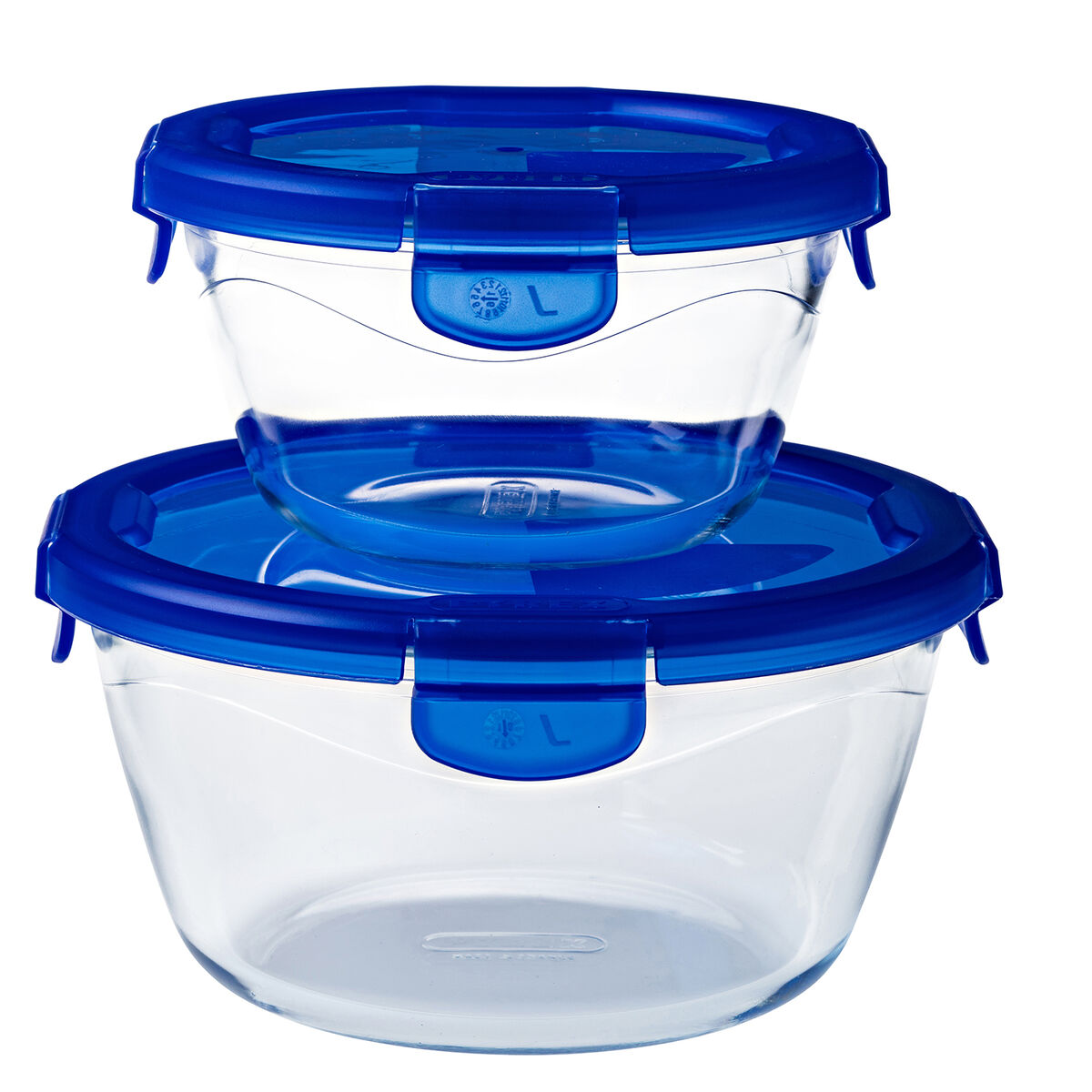 Recipiente Conservador de Alimentos Pyrex Azul Transparente Redonda 1,6 L (6 Piezas)