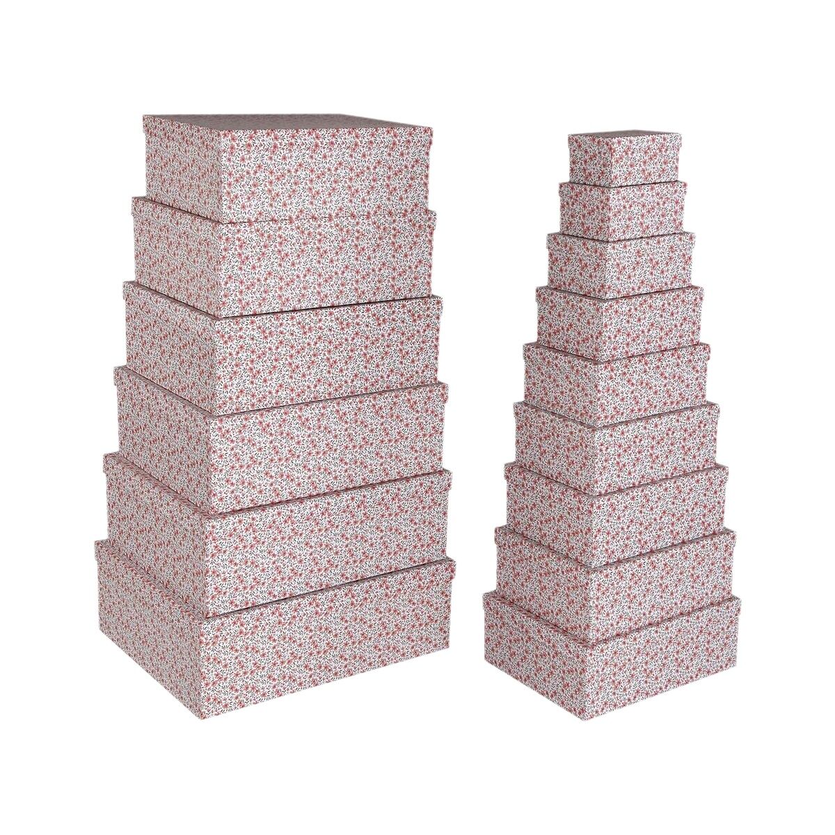 Juego de Cajas Decorativas Versa Rojo Cartón Rosas (15 Piezas)