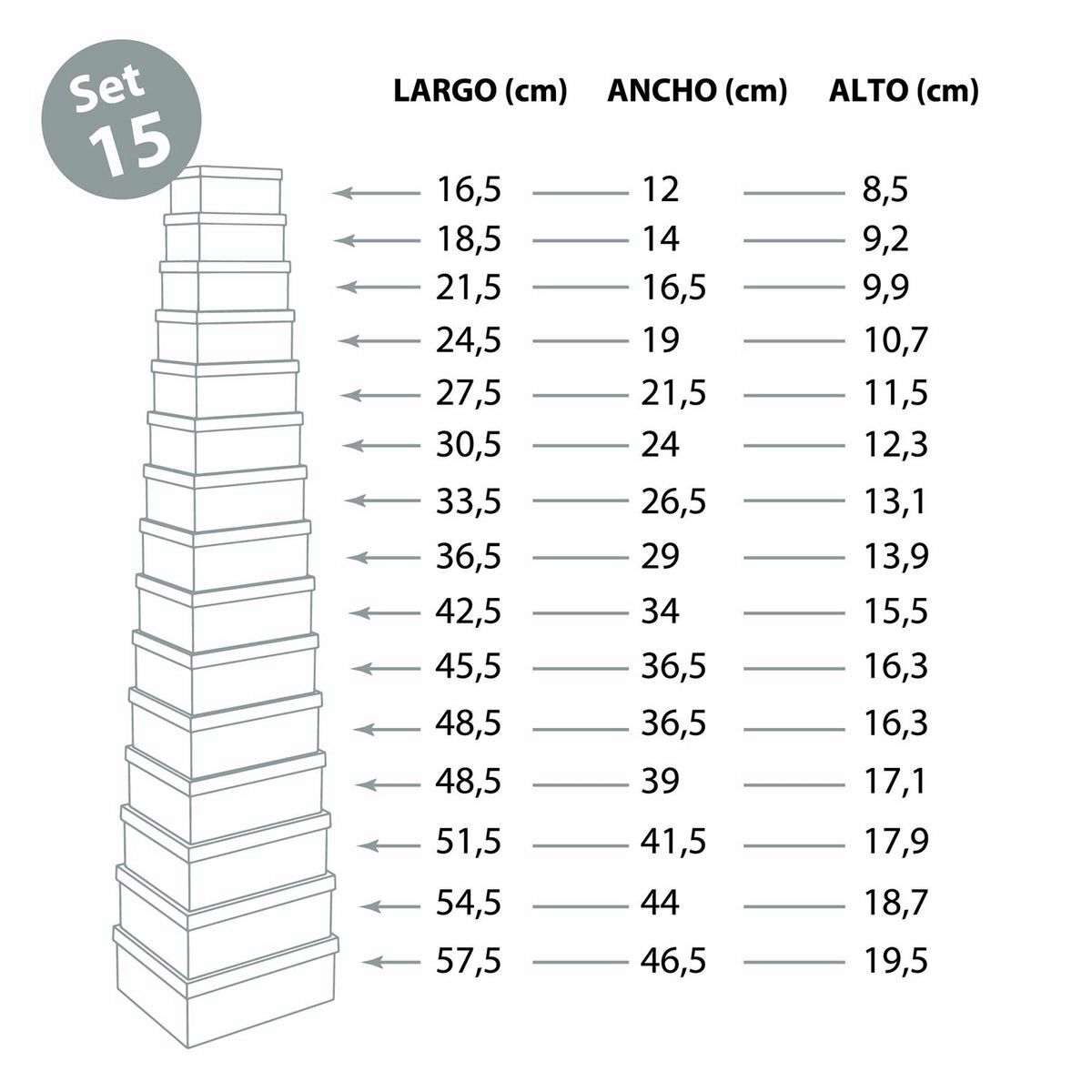 Juego de Cajas Decorativas Versa Cartón Lavanda (15 Piezas)
