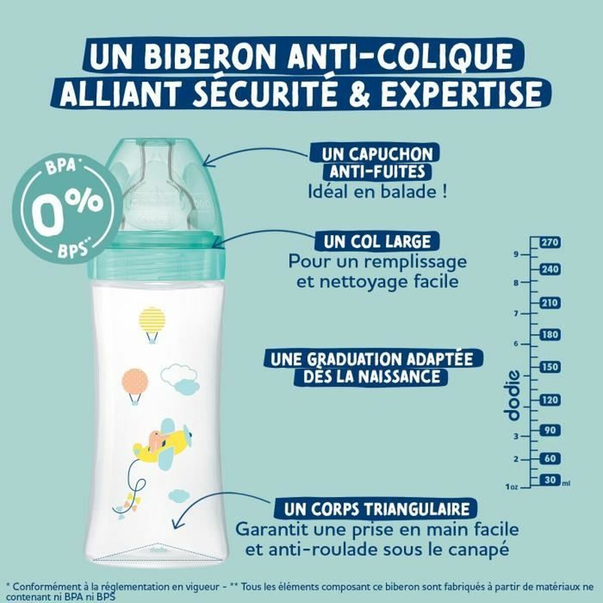 Biberón Dodie 270 ml (3 Unidades)