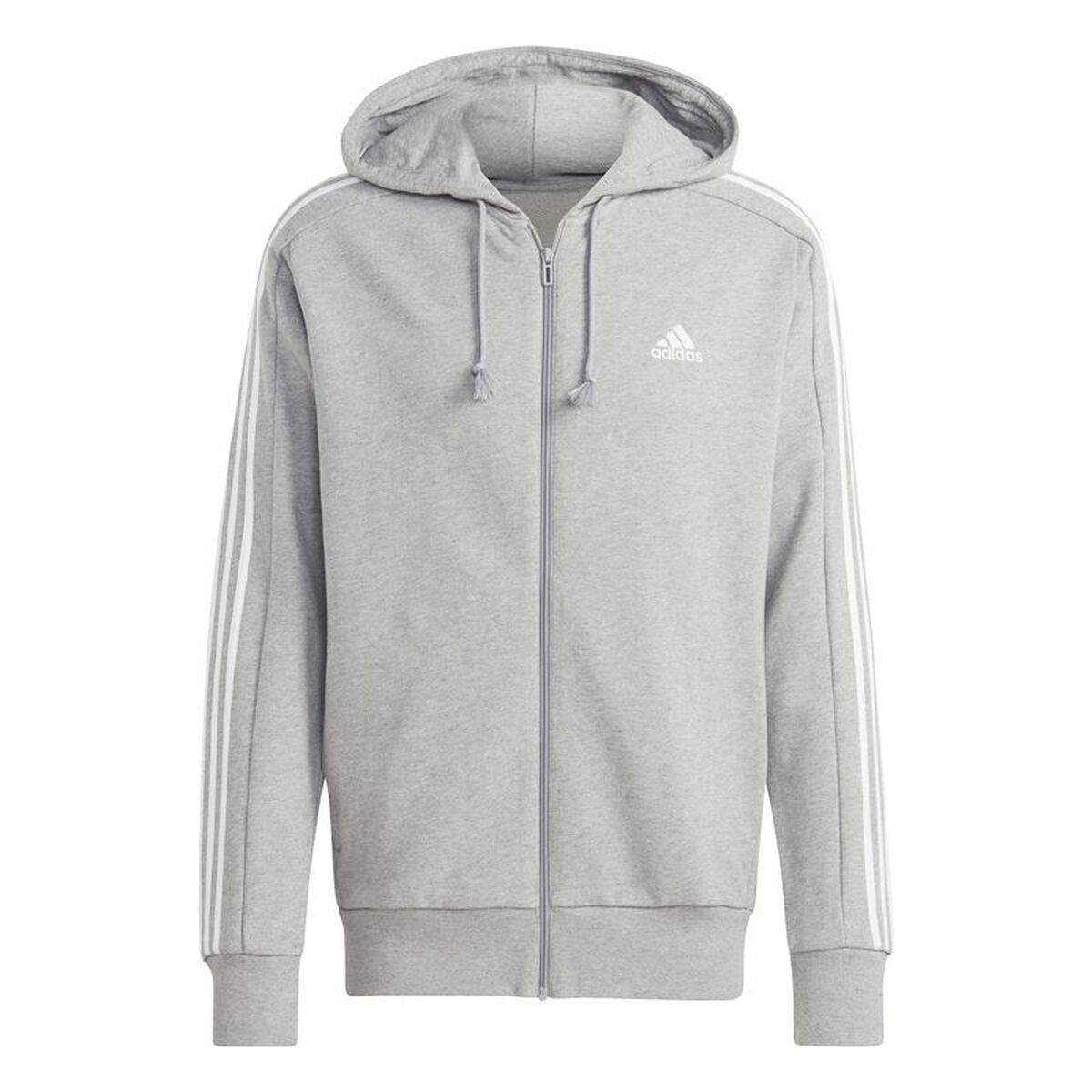 Sudadera con Capucha Hombre Adidas 3S Ft Fz Hd Gris