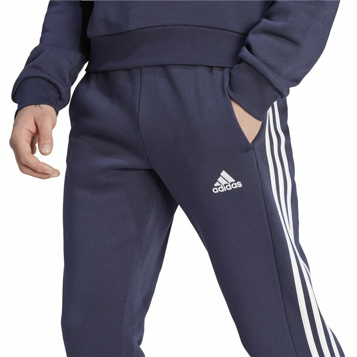 Pantalón Largo Deportivo Adidas 3S Fl Tc Pt Negro Hombre