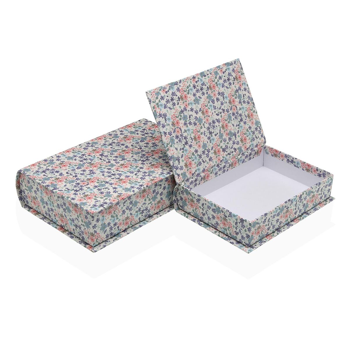 Caja Decorativa Versa Lienzo Madera MDF Flores Libro