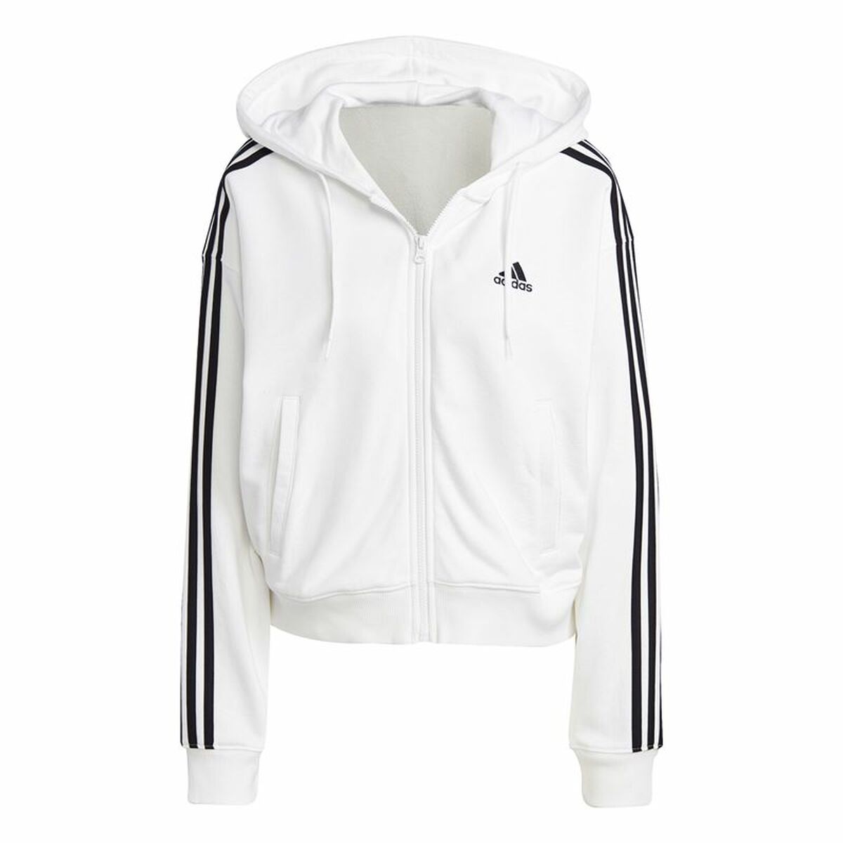 Sudadera con Capucha Mujer Adidas 3S Ft Fz S Blanco