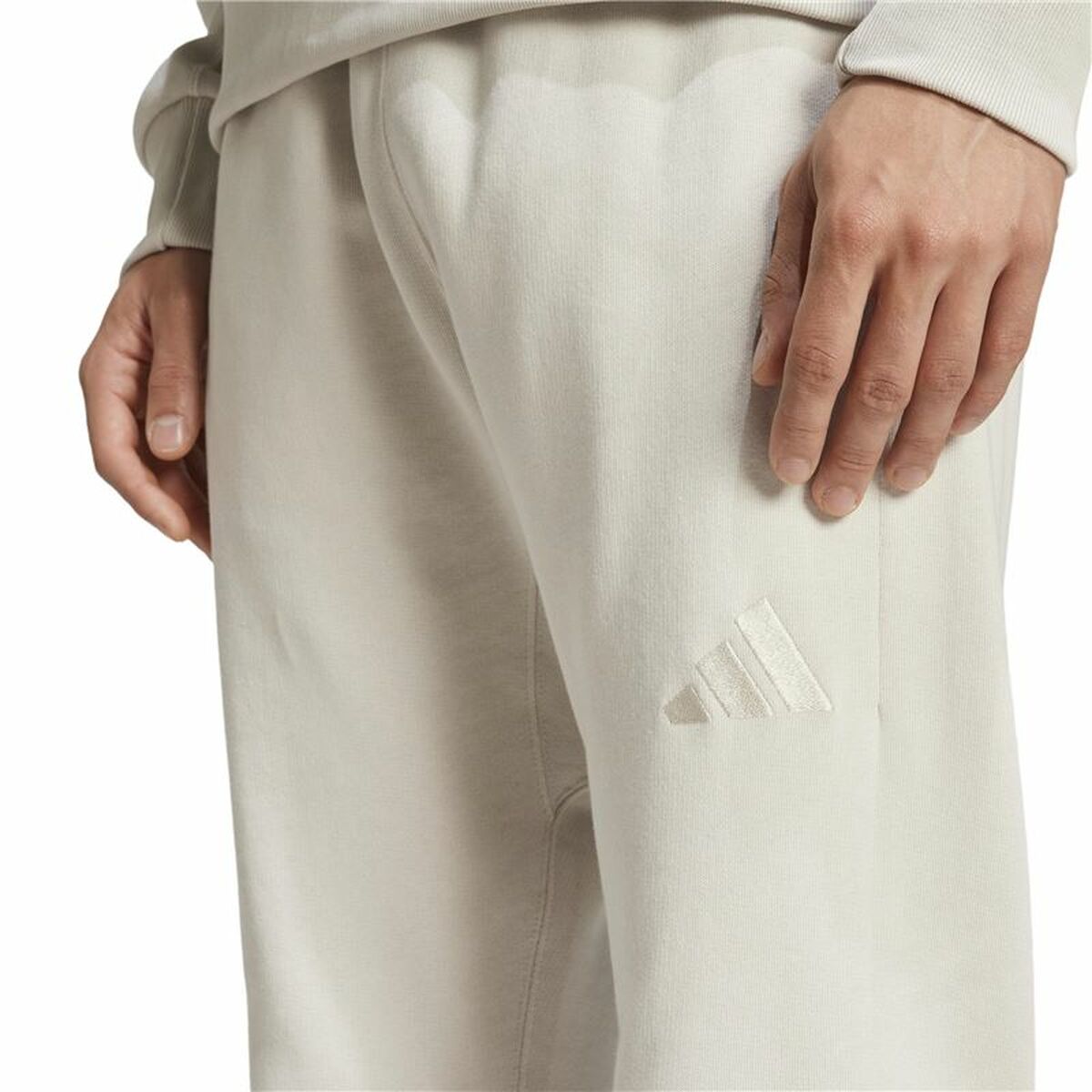 Pantalón Largo Deportivo Adidas All Szn French Terry Regular Tapered Blanco Beige Hombre