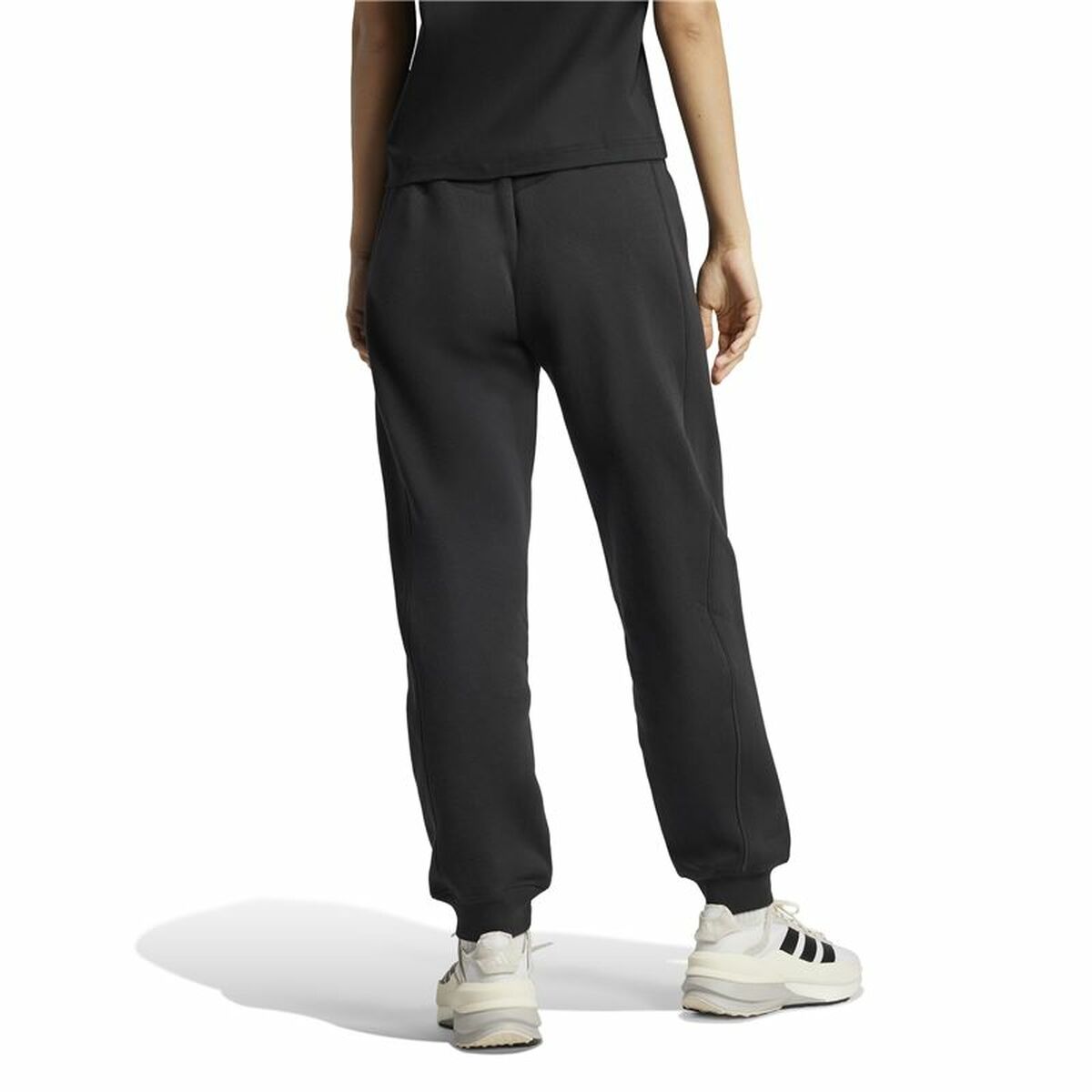 Pantalón Largo Deportivo Adidas Signature Graphic Print Fleece Loose Negro Mujer
