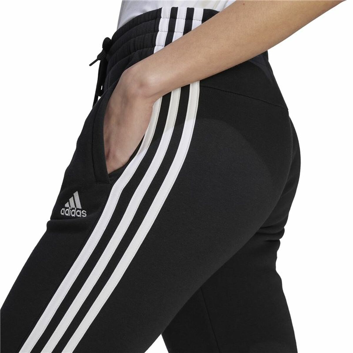 Pantalón Largo Deportivo Adidas 3S Fl C Pt Negro Mujer
