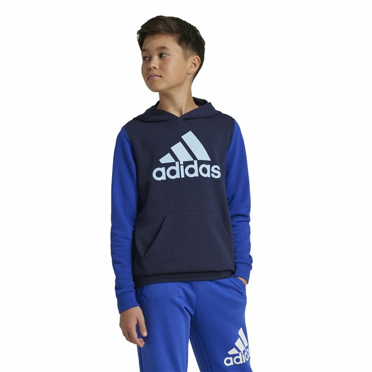 Sudadera con Capucha Niño Adidas Essentials Big Logo Colorblock Azul