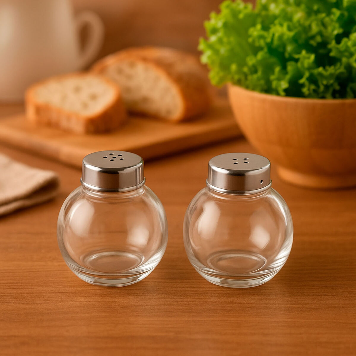 Salero y Pimentero Versa Metal Cristal