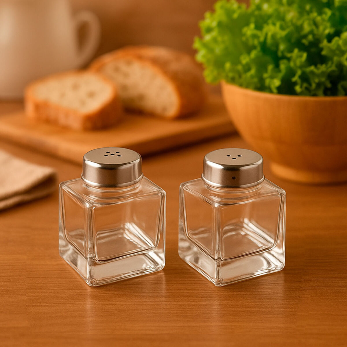 Salero y Pimentero Versa Metal Cristal